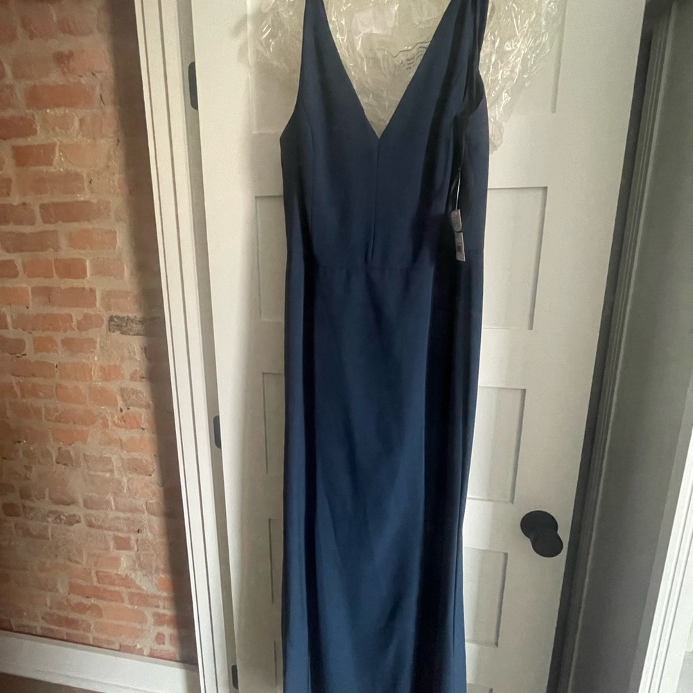 COPY - Amsale Sydney French Blue crepe bridesmaid dress.
